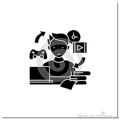 Procrastination habit glyph icon Vector Illustration