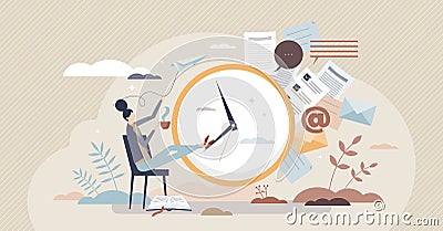 Procrastination and job duty delay or useless postpone tiny person concept Vector Illustration