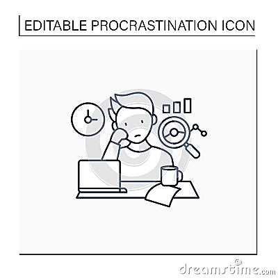 Procrastination statistics line icon Vector Illustration