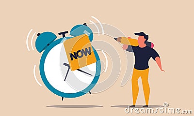 Procrastination work and time action today. Timeline management and postpone schedule task job vector illustration concept. Vector Illustration