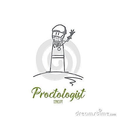 Proctologist concept. Hand drawn isolated vector Vector Illustration