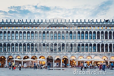 Procuratie Vecchie built on the northern side of the Saint Mark's Square, in Venice Editorial Stock Photo