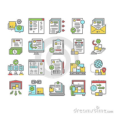 Procurement Process Collection Icons Set Vector . Vector Illustration