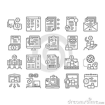 Procurement Process Collection Icons Set Vector . Vector Illustration
