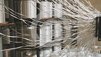 Producing fiberglass rods - manufacture of composite reinforcement, industry for construction Stock Photo