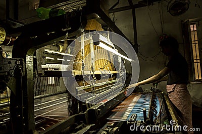 Producing Silk Sarees Stock Photo