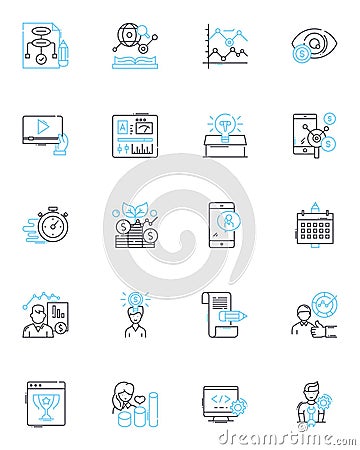 Product analysis linear icons set. Analysis, Product, Features, Benefits, Design, Quality, Performance line vector and Vector Illustration
