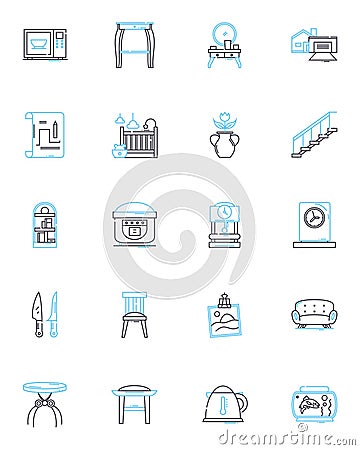 Product design linear icons set. Innovation, Aesthetics, User-friendly, Prototyping, Ergonomics, Simplicity, Sustainable Vector Illustration