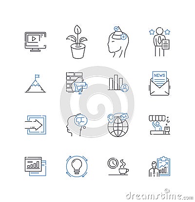 Product development line icons collection. Innovation, Design, Research, Prototyping, Testing, Iteration, Creativity Vector Illustration