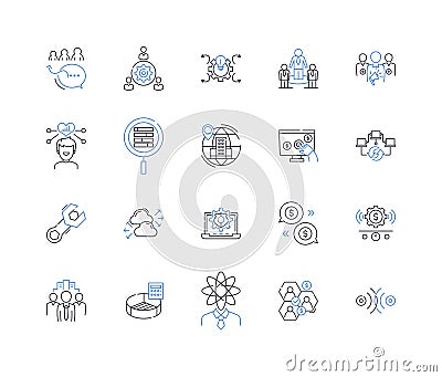 Product development line icons collection. Innovation, Prototyping, Ideation, Iteration, Market research, Design Vector Illustration