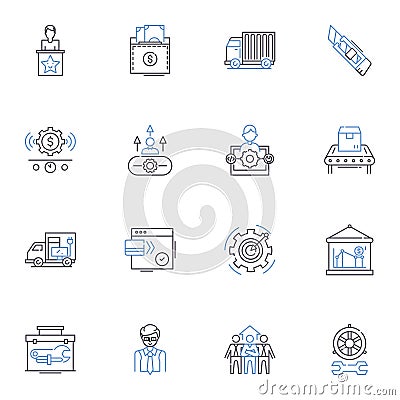 Product distributor line icons collection. Supplier, Distributor, Retailer, Wholesaler, Agent, Dealer, Provider vector Vector Illustration