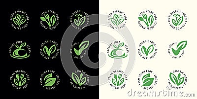 Product label certification icon set. Organic package element vector collection Vector Illustration