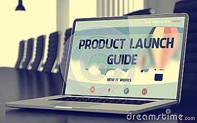 Product Launch Guide Concept on Laptop Screen. 3D. Stock Photo