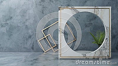 Product mockup podium textured wall marble and gold tone Stock Photo