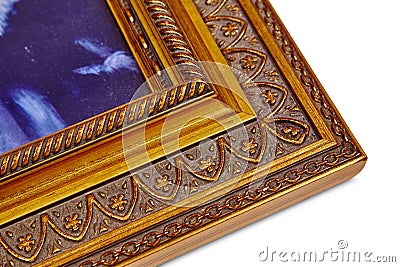 Product photo of an ornate rococo frame on a white background Stock Photo