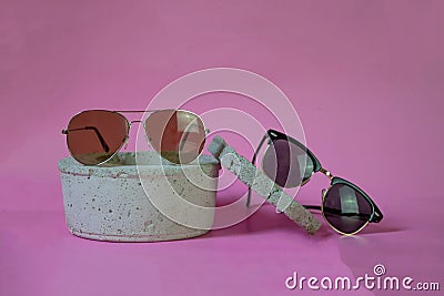 Product photography with summer glasses on rocks Stock Photo