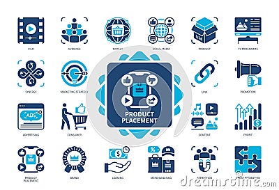 Product Placement solid icon set Stock Photo
