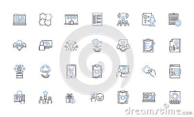 Product positioning line icons collection. Differentiation, Strategy, Perception, Image, Focus, Targeting, Unique vector Vector Illustration
