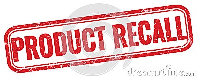 PRODUCT RECALL text on red grungy stamp Stock Photo