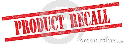 PRODUCT RECALL text on red grungy rectangle stamp Stock Photo