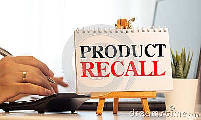 product recall text write on paper Stock Photo