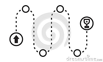 Product roadmap / project navigation roadmapping - line art icon for apps and websites Vector Illustration