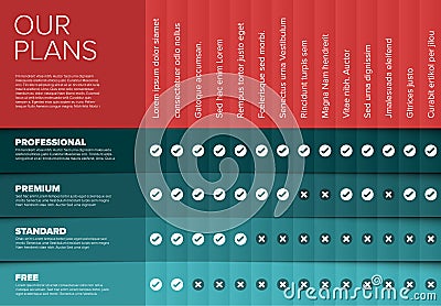 Product / service price comparison table Vector Illustration