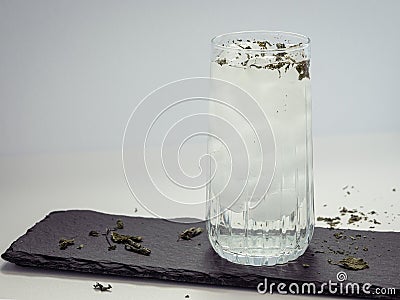 A product shot of a water glass Stock Photo