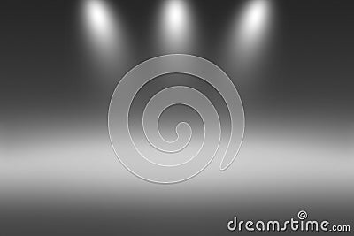 Product Showscase Spotlight on Black Background - Soft Blurry, Foggy Infinite Dark Horizon Floor Stock Photo