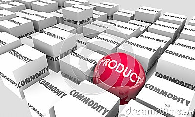 Product Vs Commodity Unique Differentiator Competitive Edge Stock Photo