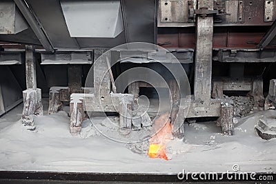 Production of aluminum by electrolysis Stock Photo