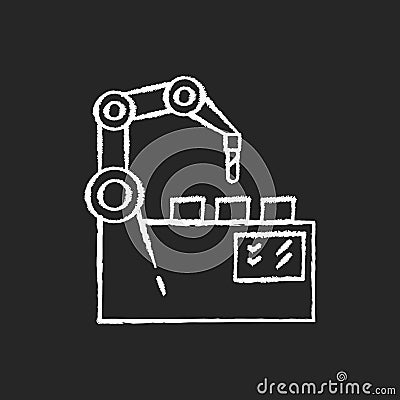 Production automation chalk white icon on black background Vector Illustration