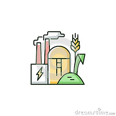Production of biomass energy RGB color icon Vector Illustration