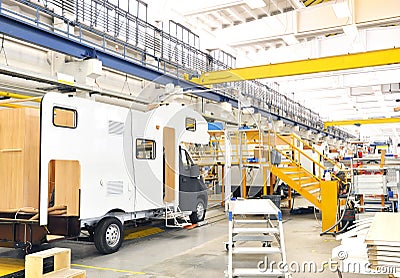 Production of camper vans/ motorhomes/ caravans in a factory Editorial Stock Photo