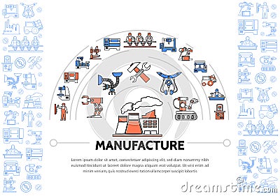 Production Colorful Line Icons Template Vector Illustration