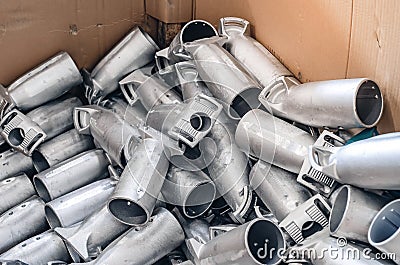 Production details piled up. Close. Industrial background Stock Photo