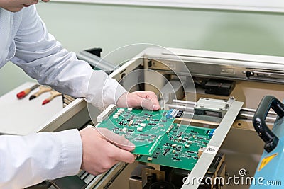 Production of electronic components at high-tech Editorial Stock Photo