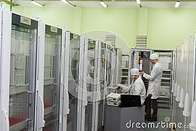 Production of electronic components at high-tech Editorial Stock Photo