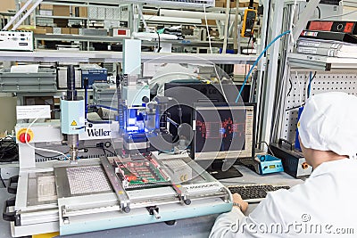 Production of electronic components at high-tech Editorial Stock Photo