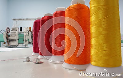 Production embroidery thread on reels Stock Photo