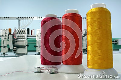 Production embroidery thread on reels Stock Photo