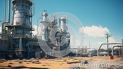 production gasoline chemical plant Cartoon Illustration