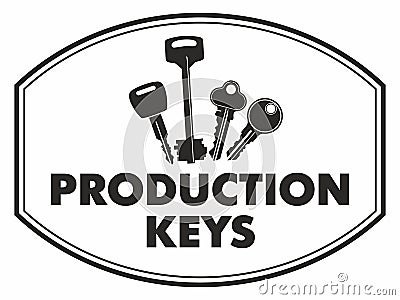 Production of keys. Signboard logo Vector Illustration