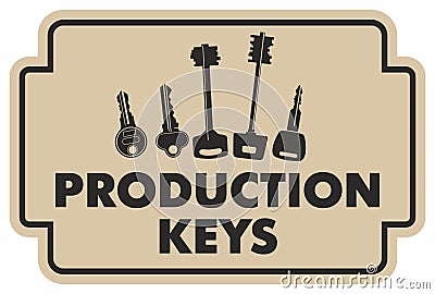 Production of keys. Signboard logo. Various types of keys Vector Illustration