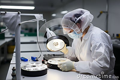 production led lamp industrial technology equipment light electricity bright electronic. Generative AI. Stock Photo