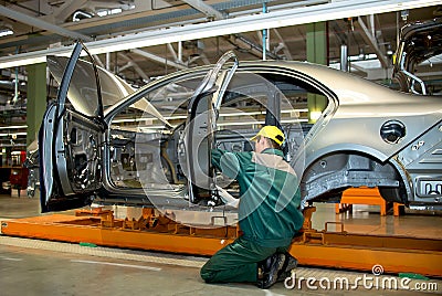 The production line for the assembly of new vehicles Editorial Stock Photo