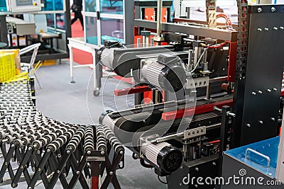production line with automatic conveyor belt Stock Photo