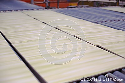 Production line with ceramic tiles Stock Photo