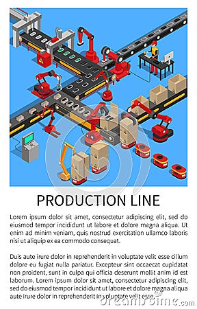 Production Line Conveyor for Smartphones Creation Vector Illustration