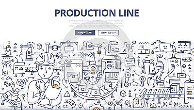 Production Line Doodle Concept Vector Illustration